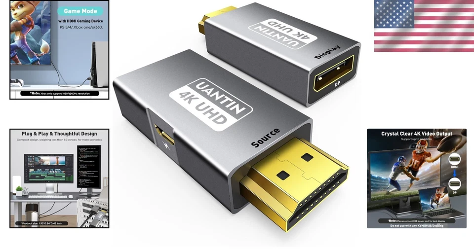 Uni-Directional HDMI Male to DP Female Adapter - 4K 60Hz High-Speed Performance - Image 2 of 4