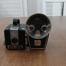 Kodak Brownie Hawkeye Flash Model Black Camera with Rotary Flash Attachment