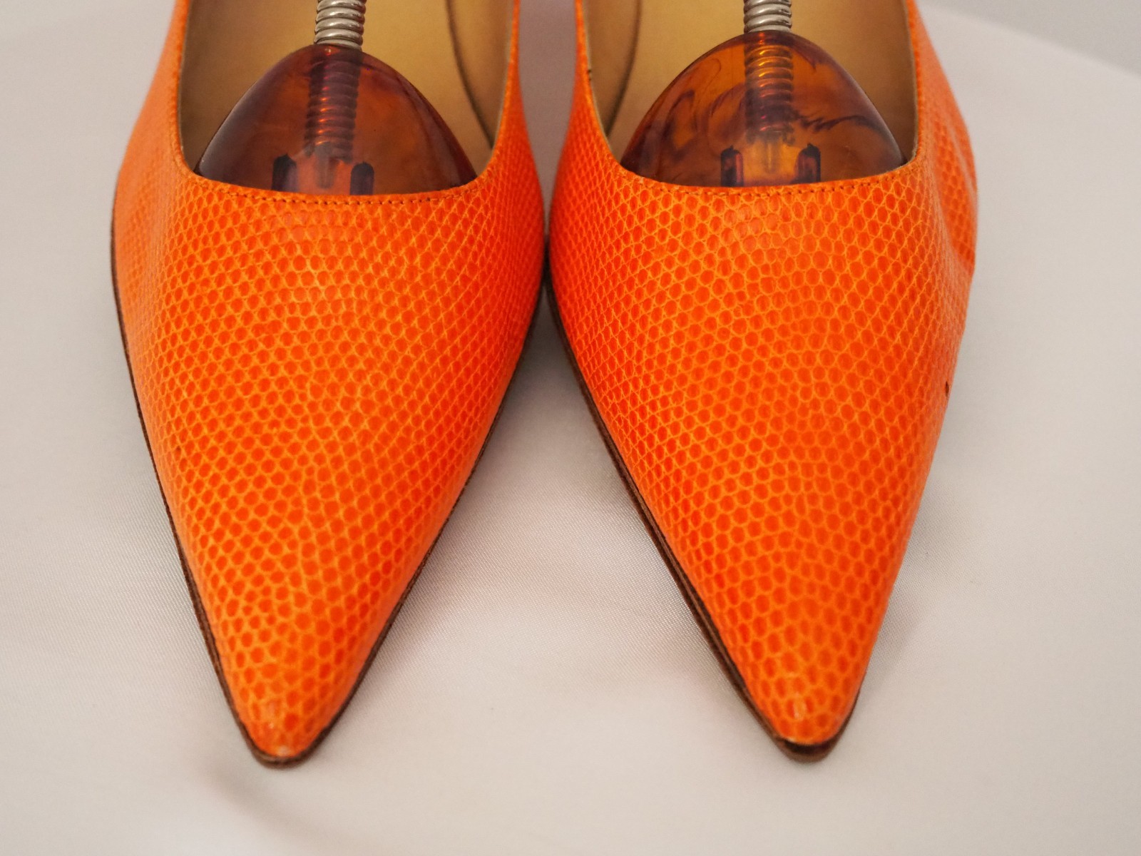 Vintage Hermès orange python leather pumps Size 3… - image 2
