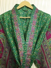 Pure Silk Green  Pink kimono Long Robe Gown Girl's Woman Silk Kimono KMO5378