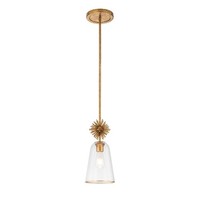Pendelleuchte Metall Glas Ø 18,4 Cm Rund In Gold Antik E27 Modern HäNgelampe
