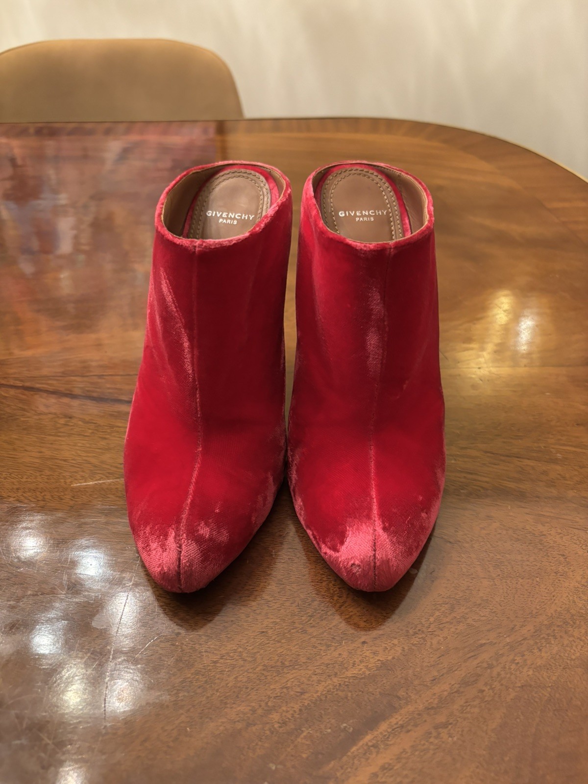 Givenchy Fash Velvet Mules Booties Fuchsia 37.5 MSRP: $895.00