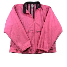 Reebok Sport Unisex Vintage Y2K Windbreaker Lined Full Zip Nylon Hot Pink Large