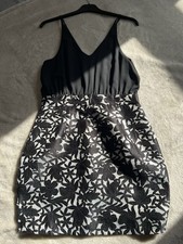 Black Floral Contrast Dress Size 10 Luxury Boho Summer Party Wear Mini Formal