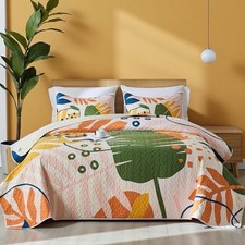 NEW Anthro Abstract Pattern Multicolor Boho Queen King Bedding Quilt  Sham Set