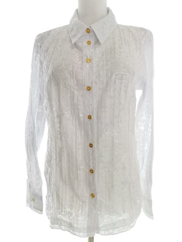 Chemisier à manches longues pour femme - Chemise blanche boutonnée - Chemisier basique pour le