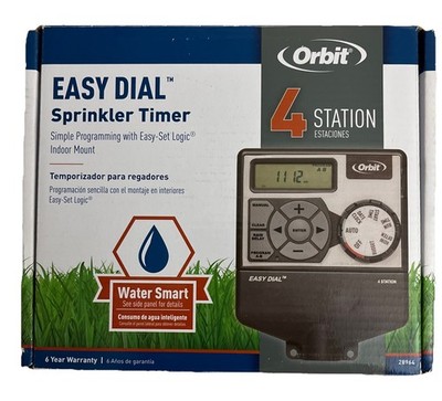 Orbit EASY DIAL 4 Station Sprinkler Timer 28964 Indoor Mount Easy Set Logic NEW