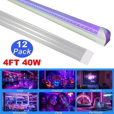 12 or 24 Pack T8 Linkable UV Led Black Light Fixture 40W 4FT ideal For Halloween