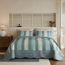 3-Piece Lightweight Polyester Modern Striped Quilt Bedspread Set BY224