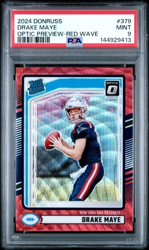 2024 PANINI DONRUSS OPTIC PREVIEW-RED WAVE #379 DRAKE MAYE ROOKIE RC PSA 9