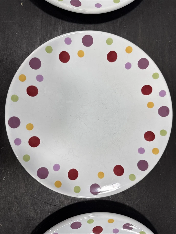 Juego de 8 platos laterales ensalada-postre Pampered Chef Simple Additions Polka DOTS 8" Foto 4 de 4