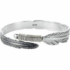 Silver Feather Bracelet Lucky Hope Cuff Jewelry Simple Retro For Women Men Styl