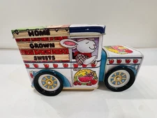 1980s Home Grown Sweets Tin Delivery Truck Moving Wheels Storage Tin