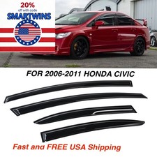 Fit For 06-11 Honda Civic Sedan Mugen Style Window Visors Acrylic Sun Rain Guard