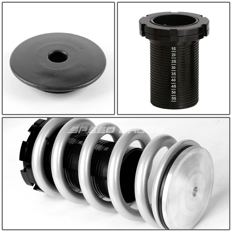 PARA 88-00 CIVIC EG EK/DC DESCENSO PERCHA NEGRA SUSPENSIÓN COILOVER RESORTE PLATEADO Foto 3 de 4