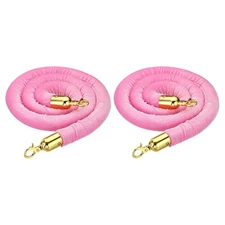 PATIKIL 5 Feet Pink Velvet Stanchion Rope, 2 Pack Crowd Control 5 Feet, 