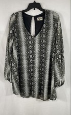 Show Me Your Mumu Women's Gray Snakeskin Print Keyhole Mini Dress Tunic Sz S
