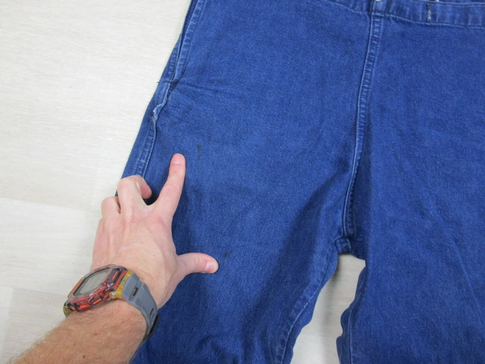 Pantalones de mezclilla de trabajo para hombre lavado oscuro hechos por Amish (31x30,5) solapa delantera carpintero Foto 4 de 4