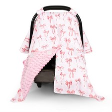 DAYEEBALL Baby Car Seat Cover, Minky Carseat Cover Girl, Pink Bow