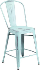 Carly Commercial Grade 24" High Distressed Green-Blue Metal Indoor-Outdoor Count