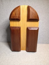 Handcrafted Solid Wood Cross for Tabletop, 12x7"