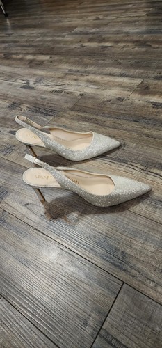 Stuart Weitzman Linsi 75 Slingback Pump in Glitter Platino Size 8.5 Box37 - Picture 2 of 9