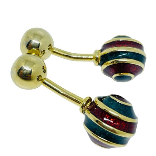 Gemelli design modernista smaltati tono oro vintage - Foto 4 di 5