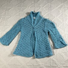 Vintage Mary-Kate and Ashley Knit Blue Cardigan Size 3T Ramie Cotton