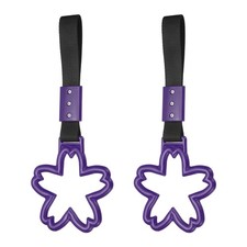 2 Pcs Flower Shaped Car Handle Straps, Purple Black Strap 