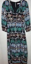 Intempo boho maxi dress XS long sheer sleeve V-neck retro hippie mod floral Flaw
