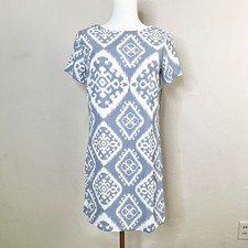 Lulus Shift Dress Ikat Print Size XS Gray White Short Sleeve NEW Exposed Zipper