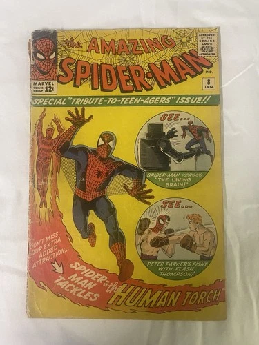 Amazing Spider-Man #8 - 1st App of the Living Brain - Ditko Cover - 1964 - G/VG