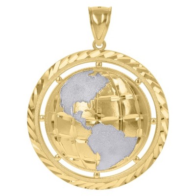 10kt Bicolor Gold Unisex Diamantschliff Weltkarte Globus Charm Anhänger