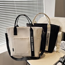 Women Canvas Tote Bag Large Capacity Handbags Shoulder Bags Zip Crossbody Bag UK