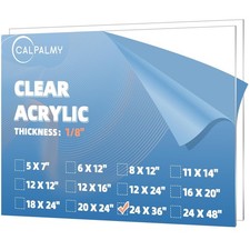 CALPALMY 2 Pack 1/8" Thick Clear Acrylic Sheets - 24" X 36" Pre-Cut Plexiglass