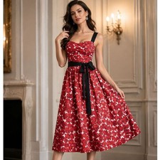 NWOT Carolina Herrera Rose-Print Ruched Midi Dress - BCI Cotton Sz12