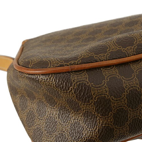 Celine Crossbody Shoulder Bag Macadam PVC Coated Canvas Leather Brown Magnetic - 第 18/21 張圖片