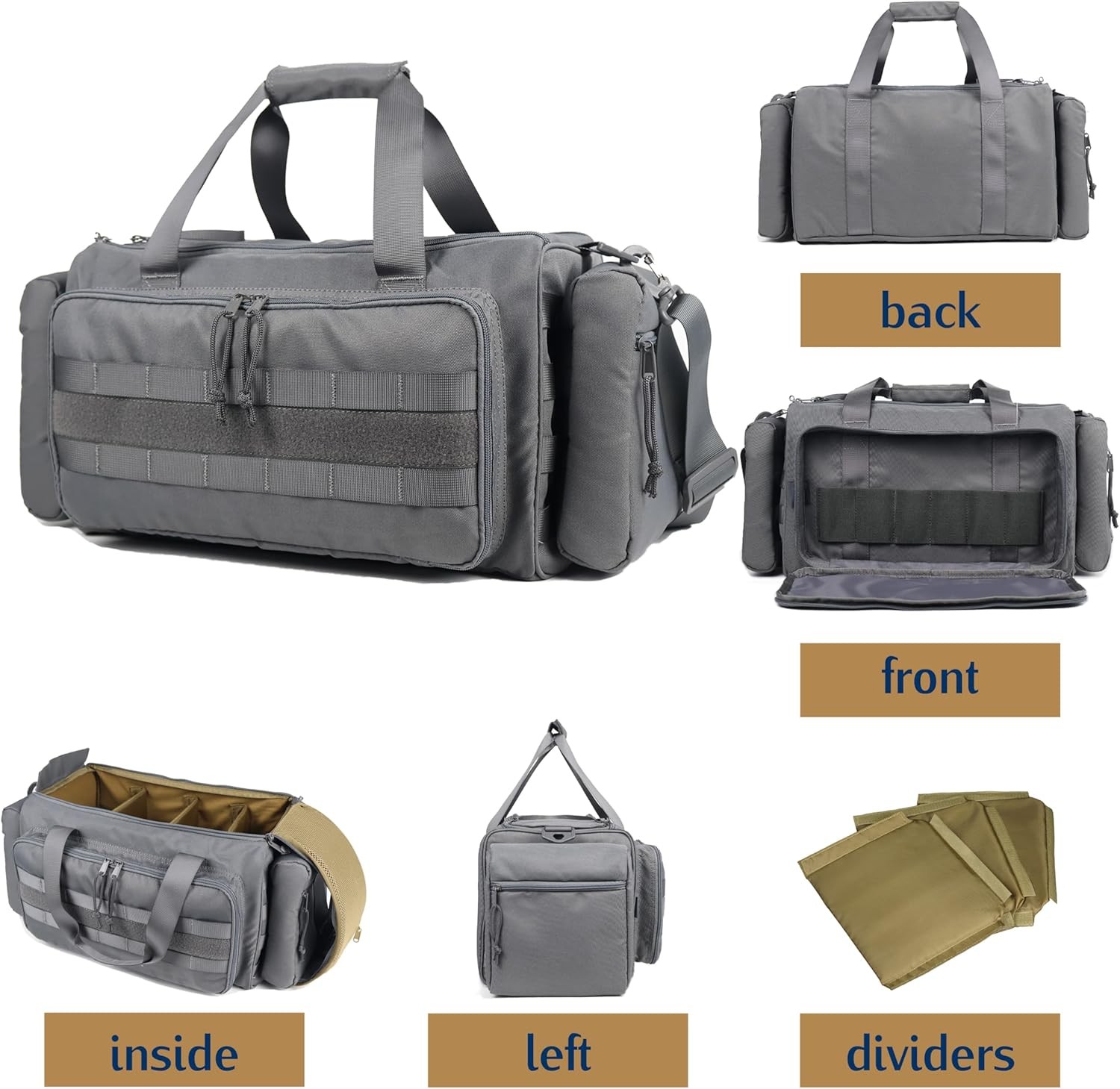 Range Bag for Handgun Ammo Shooting, L Gun Case Carry 5+ Pistols Transport Tacti