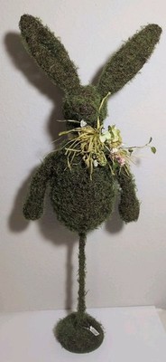 35'' Green Grassy Flower Moss Bunny Rabbit Decorative Design Furnishings NEW ST1