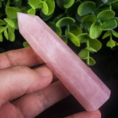 77g 95mm Pink Rose Quartz Tower Natural Crystal Point Obelisk Healing Wand