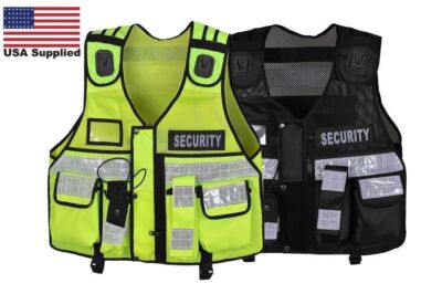 Hi-Vis Yellow Tactical Security Vest - One Size Fits All For Dog Handlers, CCTV, Enforcement