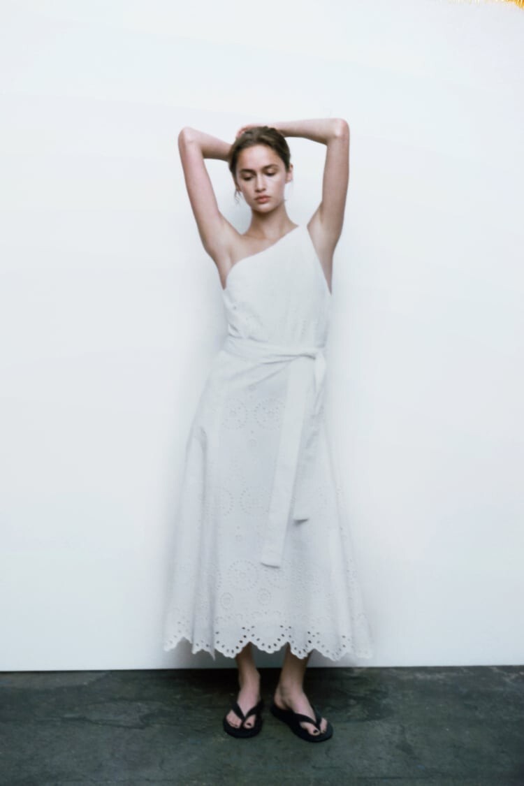 着物風袖2WAY TWO-TONE DRESS【ARTISTIC ROSE】 ZW COLLECTION FLORAL EMBROIDERED ASYMMETRIC DRESS