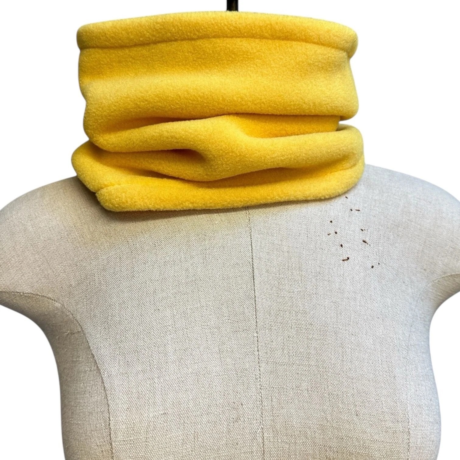 Vtg Schuessler Knitting Mills Yellow Fleece Gaiter Ski Snowboard Neck Warmer USA
