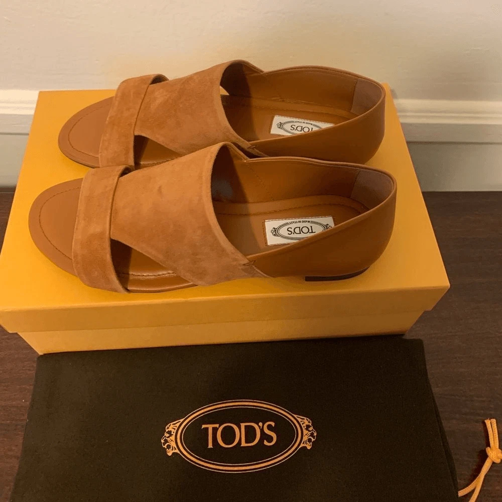 TOD’S Tod's lussuosa tomaia in pelle morbida fodera in pelle sandalo elegante taglia EU 37