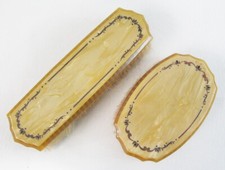 Nice Lovely Vintage Pearlescent Art Deco Celluloid Vanity Brush Set