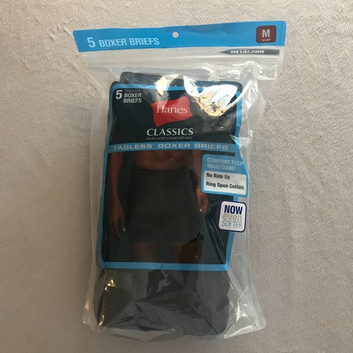 NWT Hanes Mens Classics Boxer Briefs 5-Pack Assorted Colors Comfort Flex Waist
