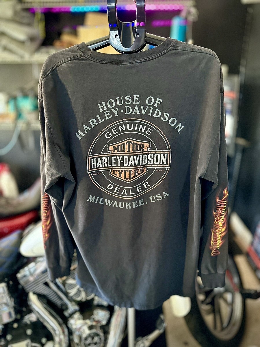Vintage Harley Davidson Ls Shirt Forged Steel Flames Sleeves Vintage Harley Davidson Ls Shirt Forged Steel Flames Sleeves