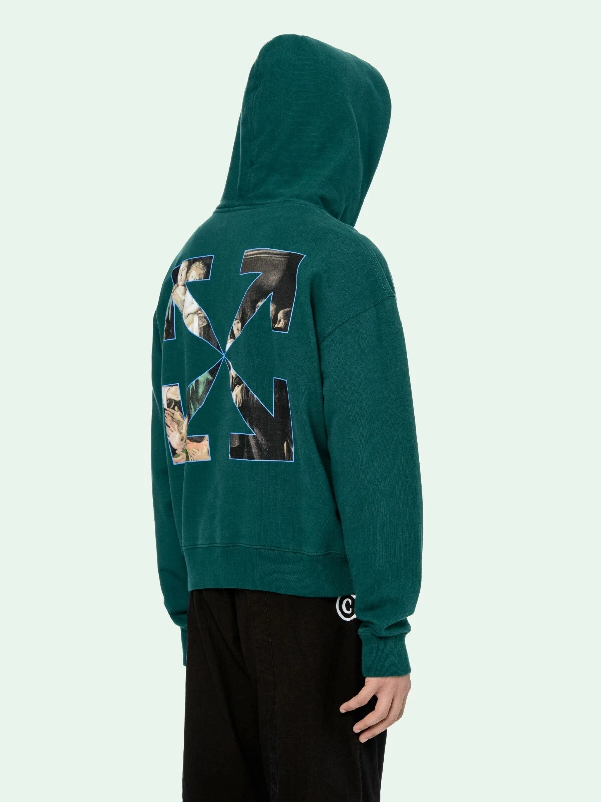 Felpa con cappuccio oversize Off White verde Caravaggio Frecce Taglia XXS FW20 PREZZO AL PUBBLICO $675