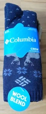 Columbia 4 Pair Wool Blend Crew Socks Men's Shoe Size 6-12 Navy Khaki Deer NEW