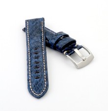 Echt Python-Schlange Uhrenarmband Modell Python-Chrono blau 22 mm
